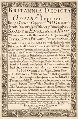 Lot 49 - Owen (John & Bowen Emanuel). Britannia Depicta or Ogilby Improv'd, Thos. Bowles, 1731