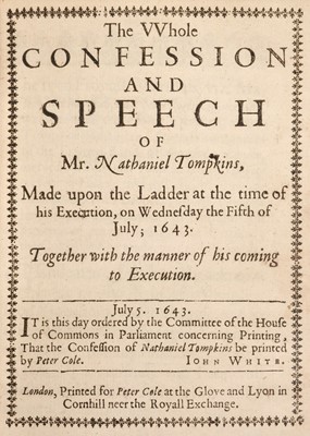 Lot 265 - Civil War. Sammelband of 19 pamphlets relating to the English Civil War, 1640-61