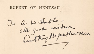 Lot 793 - 1898. Hope (Anthony). Rupert of Hentzau, 1st edition, presentation copy, Bristol: J. W. Arrowsmith, [1898]