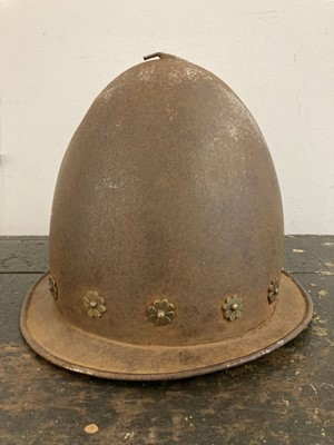 Lot 33 - Armour. A copy of a 16th century cabaset steel helmet