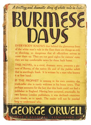 Lot 830 - 1934. Orwell (George). Burmese Days, 1st edition, New York: Harper & Brothers, 1934