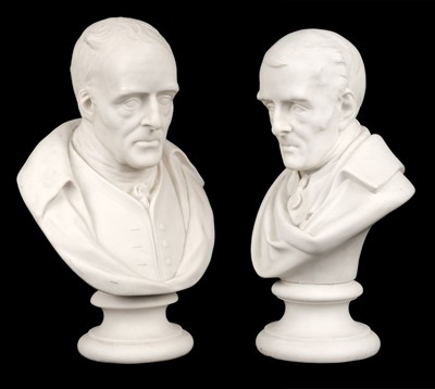 Lot 552 - Duke of Wellington. A pair of parian ware busts of the Duke of Wellington