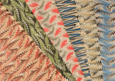 Lot 352 - Marbled paper. 40 sheets of hand-marbled paper