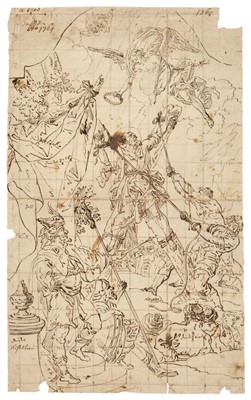 Lot 25 - German School. Martyrdom of Saint Andrew, 1764, pen and brown ink