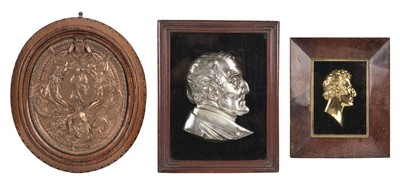 Lot 536 - Duke of Wellington. A collection of 19th century Wellington related framed  plaques and busts