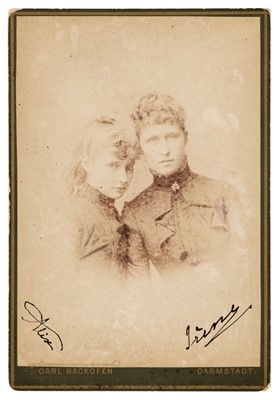 Lot 282 - Alexandra Feodrovna (1872-1918).  Signed photograph by Carl Backofen of Darmstadt, [1885]