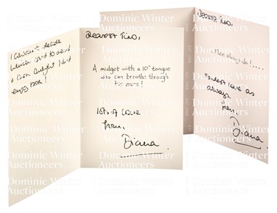 Lot 296 - Diana (1961-1997). Princess of Wales, 1981-1996. A pair of signed adult humour greetings cards