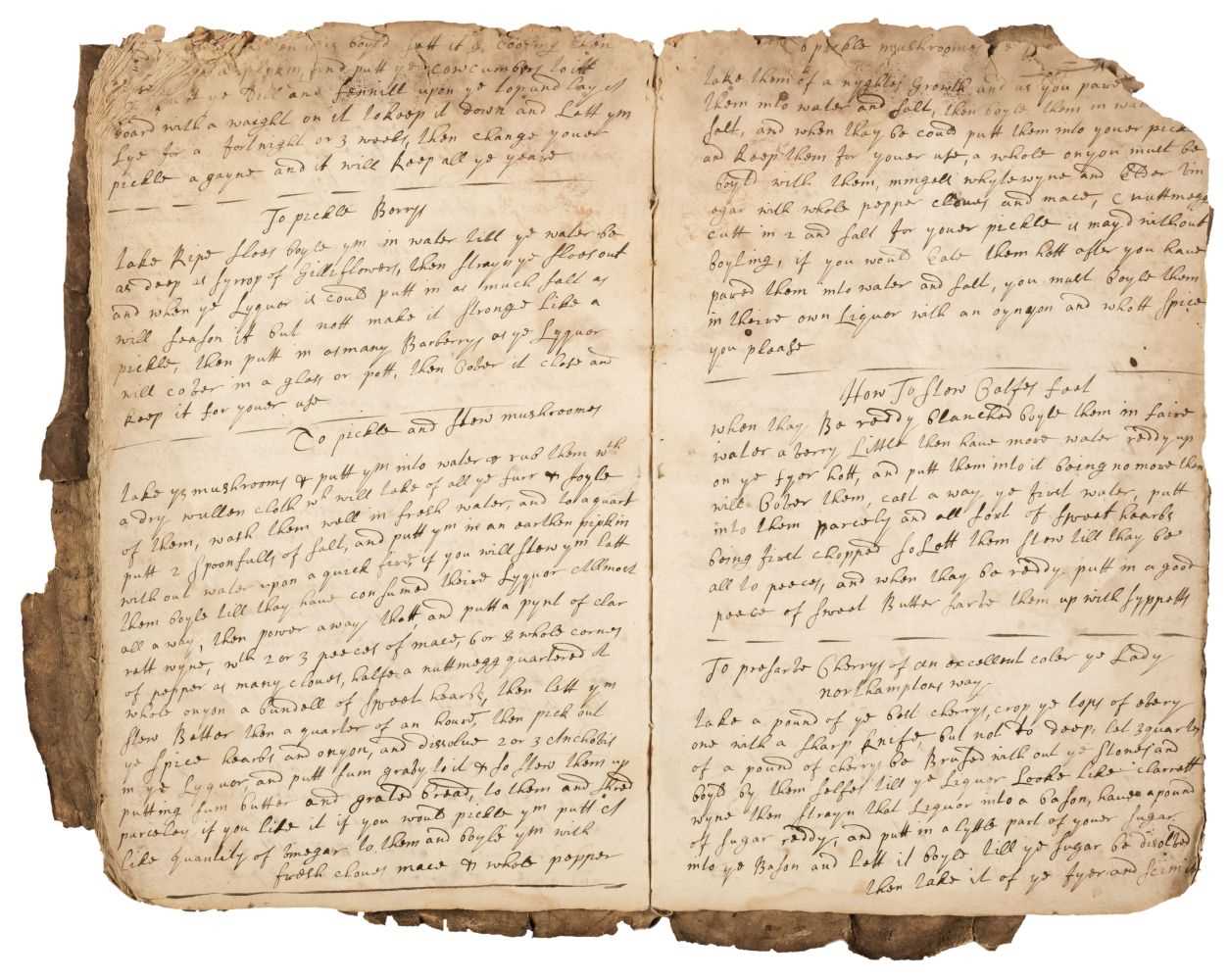 Lot 172 - Manuscript Cookery Book. A  late 17th-century manuscript recipe book