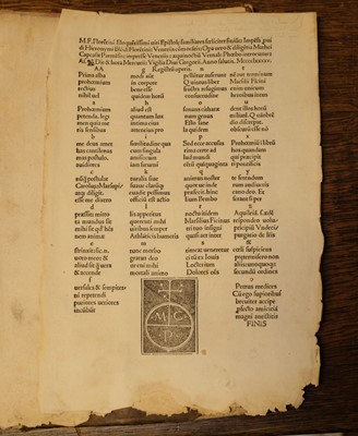 Lot 200 - Ficino (Marsilio). Epistole, 1495