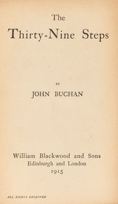Lot 809 - 1915. Buchan (John). The Thirty-Nine Steps, 1st edition, London: William Blackwood and Sons, 1915
