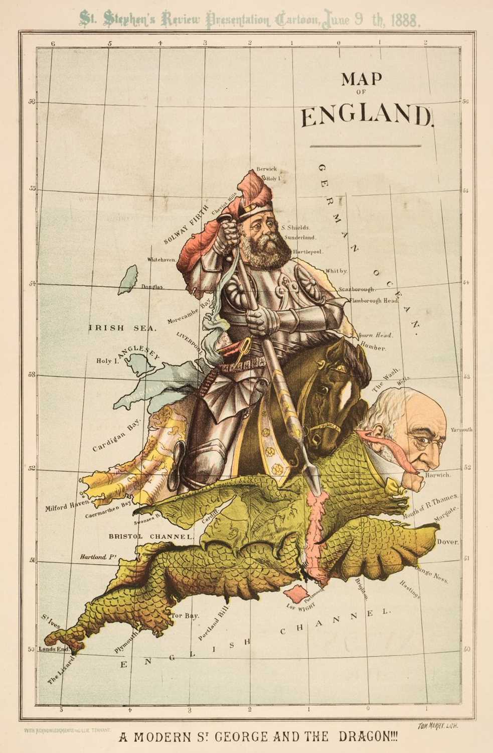 Lot 97 - England and Wales. Merry (Tom, pseud William Mecham), Map of England..., 1888