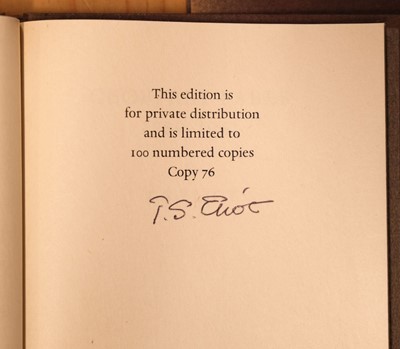 Lot 893 - Eliot (T. S.). Geoffrey Faber 1889-1961, 1961