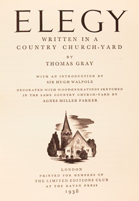 Lot 755 - Parker (Agnes Miller, illustrator). Elegy written in a Country Church-yard by Thomas Gray..., 1938