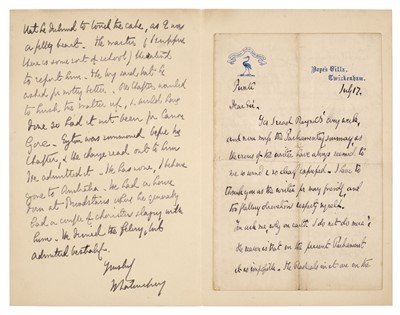 Lot 349 - Labouchère (Henry Du Pré, 1831-1912). Two Autograph Letters Signed, ‘H. Labouchere’