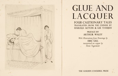 Lot 721 - Gill (Eric, illustrator). Glue and Lacquer. Four Cautionary Tales Translated from the Chinese