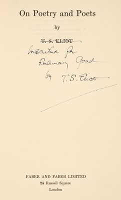 Lot 895 - Eliot (T.S.) On Poetry and Poets, 1st edition, 1957