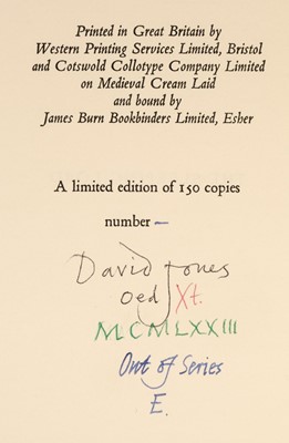 Lot 938 - Jones (David). The Sleeping Lord, 1974