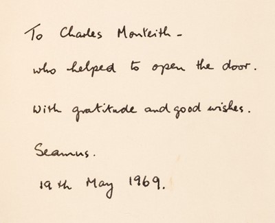 Lot 908 - Heaney (Seamus, 1939-2013). Door into the Dark, 1st edition, Faber & Faber, 1969