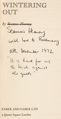 Lot 905 - Heaney (Seamus, 1939-2013). A Lough Neagh Sequence, 1st edition, Manchester