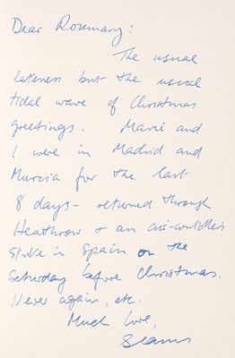Lot 918 - Heaney (Seamus, 1939-2013). Christmas card, c. 1985