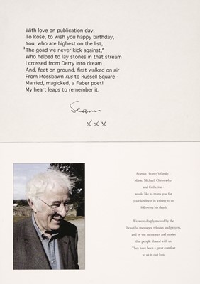 Lot 912 - Heaney (Seamus, 1939-2013). Typed Letter Signed, 'Seamus', Dublin, 13 March 1995