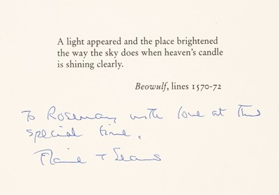 Lot 925 - Heaney (Seamus, 1939-2013). Christmas card, privately published for the author by Peter Fallon
