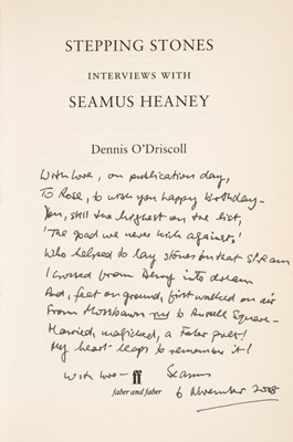 Lot 910 - Heaney (Seamus, 1939-2013). Stepping Stones. Interviews with Seamus Heaney