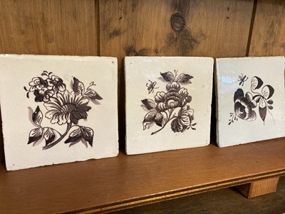 Lot 420 - Delft Tiles. Four 18th century Dutch delft pottery tiles plus one other