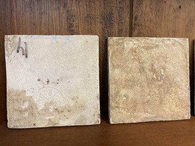 Lot 420 - Delft Tiles. Four 18th century Dutch delft pottery tiles plus one other