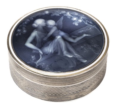Lot 523 - Silver Box. A continental silver and enamel box circa 1910