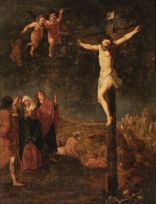 Lot 3 - Attributed to Hans Rottenhammer I (1564/5-1625), The Crucifixion, circa 1605, oil on panel