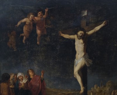 Lot 3 - Attributed to Hans Rottenhammer I (1564/5-1625), The Crucifixion, circa 1605, oil on panel