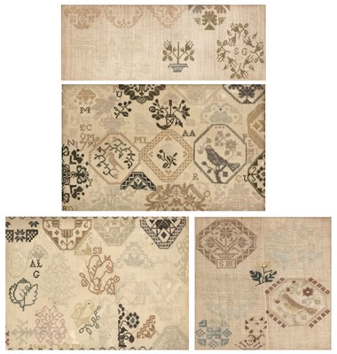 Lot 687 - Samplers. A set of 4 sampler portions, probably Ackworth School, 1798 & similar