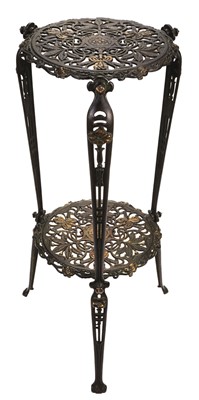 Lot 435 - Art Nouveau. A continental cast iron two-tier plant stand circa 1900