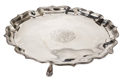Lot 522 - Salver. A George II silver salver by John Eckfourd Jnr, London 1730