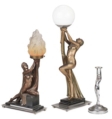 Lot 434 - Art Deco. An art deco style female nude table lamp