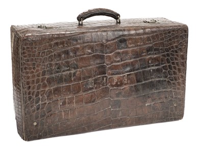 Lot 690 - Suitcase. A crocodile skin suitcase, early 20th century