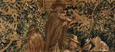Lot 691 - Tapestry. Minstrels in a woodland scene, French or Flemish, circa 1700