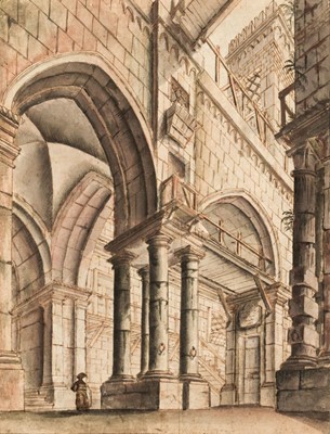 Lot 21 - Follower of G. B. Piranesi (1720-1778). The Inquisitorial Dungeon, after 1750, pen and ink