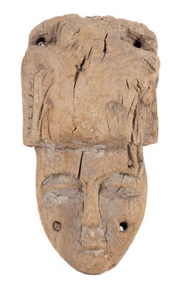 Lot 466 - Ancient Egypt. An Egyptian carved wood coffin mask