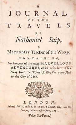 Lot 357 - Snip (Nathaniel). A Journal of the Travels of Nathaniel Snip, a Methodist Teacher of the Word, 1761