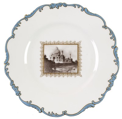 Lot 152 - India. A collection of Indian temple Cauldon photographic porcelain cabinet plates, c. 1920