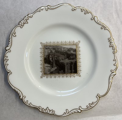 Lot 496 - India. A collection of Indian temple Cauldon photographic porcelain cabinet plates, c. 1920
