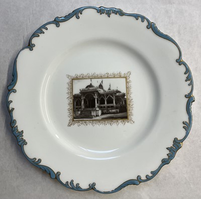 Lot 496 - India. A collection of Indian temple Cauldon photographic porcelain cabinet plates, c. 1920