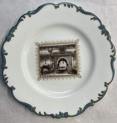 Lot 496 - India. A collection of Indian temple Cauldon photographic porcelain cabinet plates, c. 1920