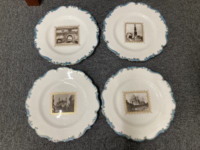 Lot 496 - India. A collection of Indian temple Cauldon photographic porcelain cabinet plates, c. 1920