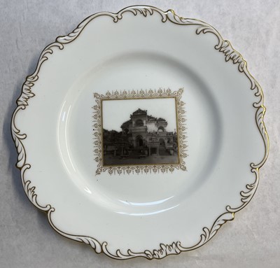Lot 496 - India. A collection of Indian temple Cauldon photographic porcelain cabinet plates, c. 1920