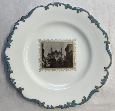 Lot 496 - India. A collection of Indian temple Cauldon photographic porcelain cabinet plates, c. 1920