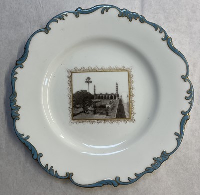 Lot 496 - India. A collection of Indian temple Cauldon photographic porcelain cabinet plates, c. 1920