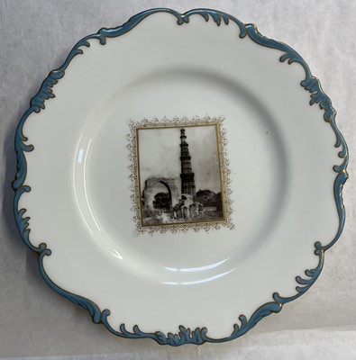 Lot 496 - India. A collection of Indian temple Cauldon photographic porcelain cabinet plates, c. 1920